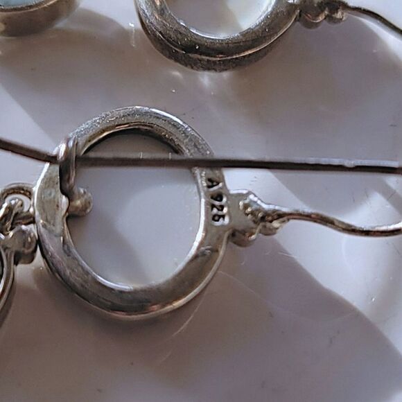 Vtg Avon sterling silver abalone & blue topaz earrings & pendant set - Picture 6 of 8